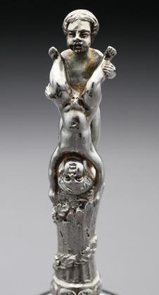 Silver Table Bell - Cast Silver Handle, 2 Cherubs